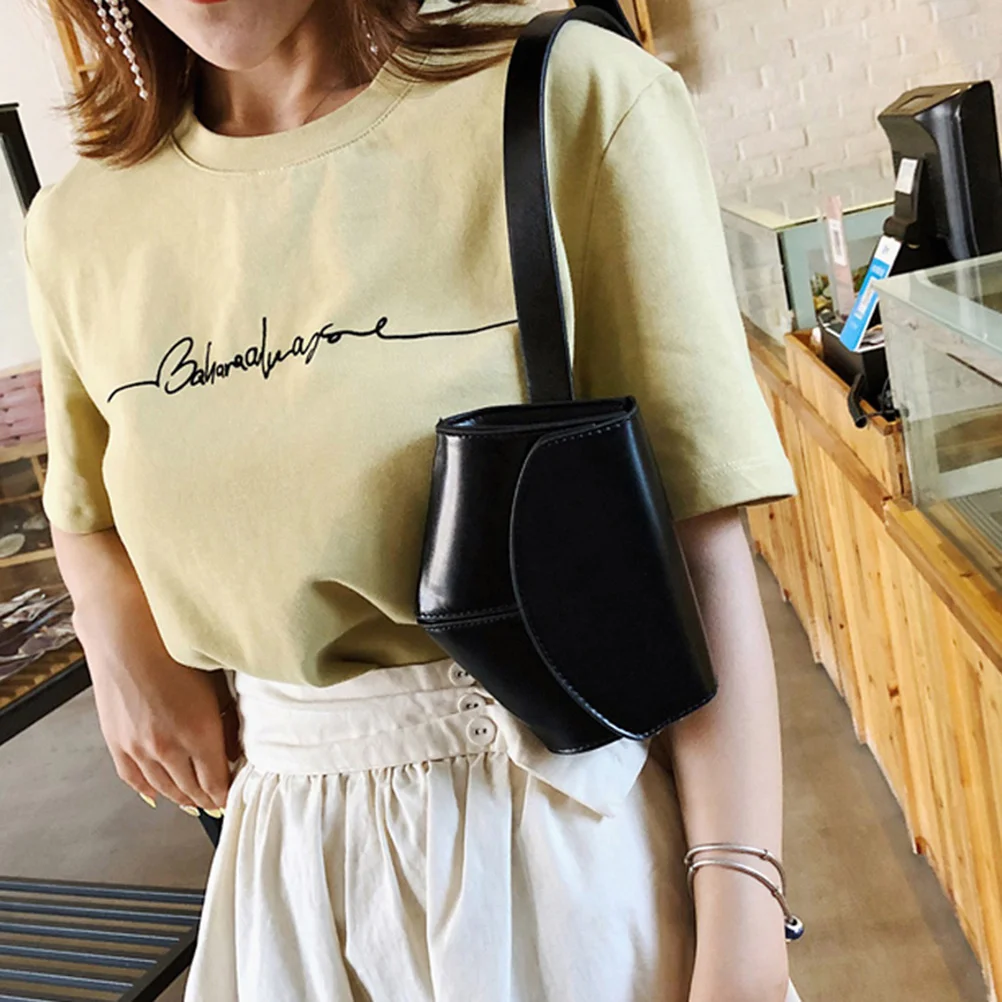 

Durable PU Belt Bag for Women Black Adjustable Waist Crossbody Purse Wallet Phone Key Passport Credit Card Holder