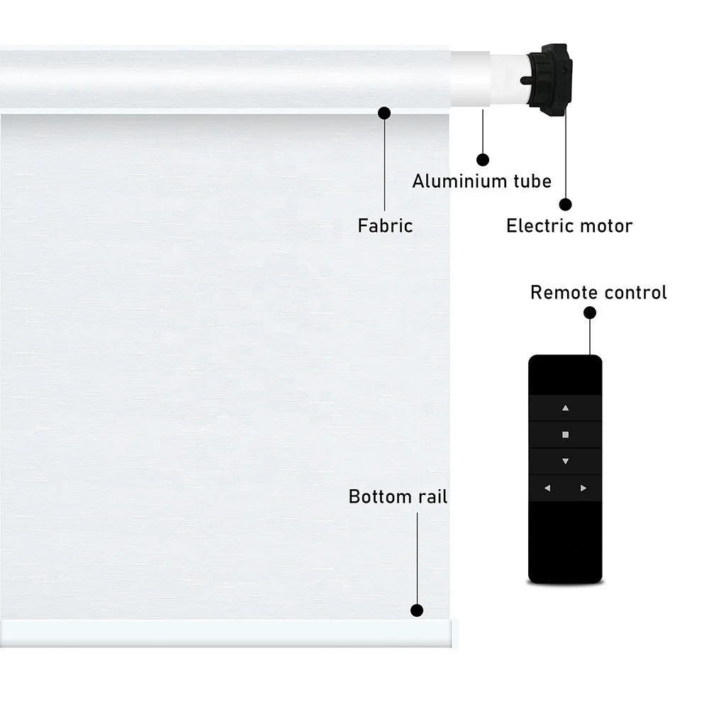 High Quality Polyester Fiber Textile PVC Fabric Flame Retardant Waterproof Motorized Roller Blinds For Window