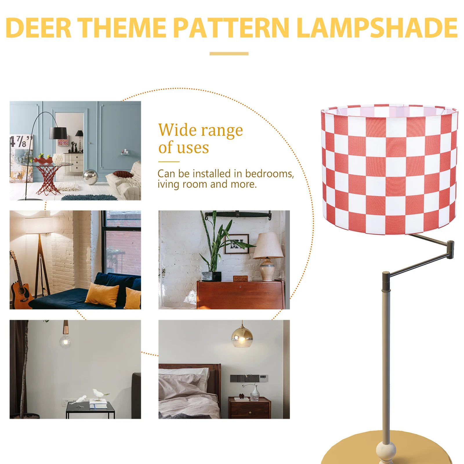 

Premium Fabric Lamp Shade Replacement For Table Lamp Wall Light Decorative Plaid Pattern Easy Install Light Weight Bedroom Study