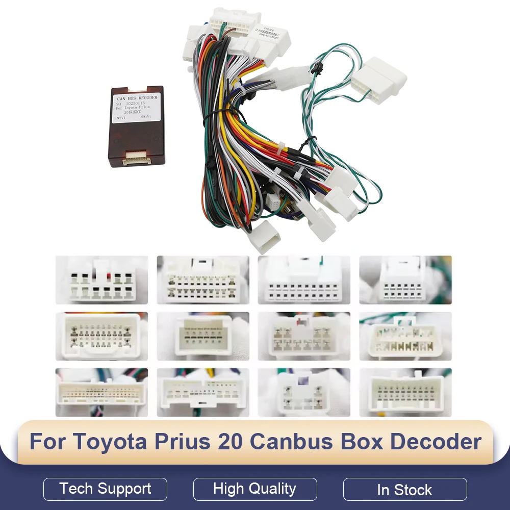 16 Pin CANBUS Decoder Wiring Harness For Toyota Prius 20 Android Radio Power Cable Adapter