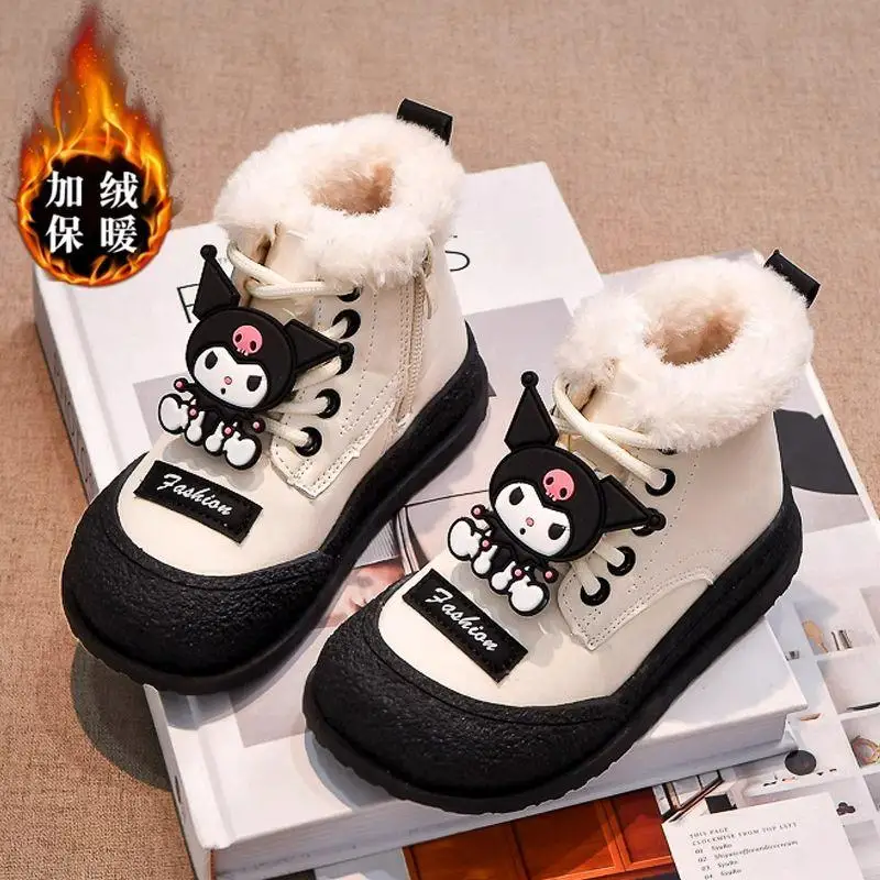 Girl Snow Boots Hot Sanrio Kuromi Hello Kitty Kawaii Winter Clothes Children Thickening Cotton Boots Cartoon Lovely Gif New T