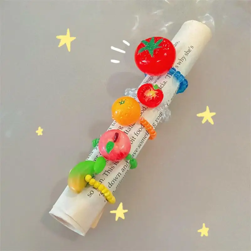 Cute Summer Fruit Cartoon Resin Beaded Rings Colorful Fashion Jewelry for Women Girls Vacation Trip Accessory
