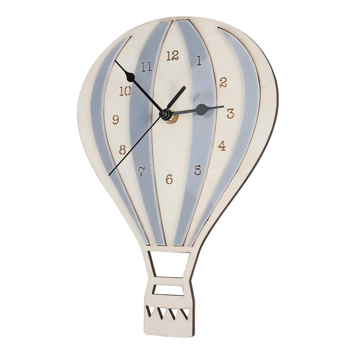 Nordic Style Children Cartoon Hot Air Balloon Clock Mute Clock Room Wall Clock Unique Gifts Home Decorations Gray