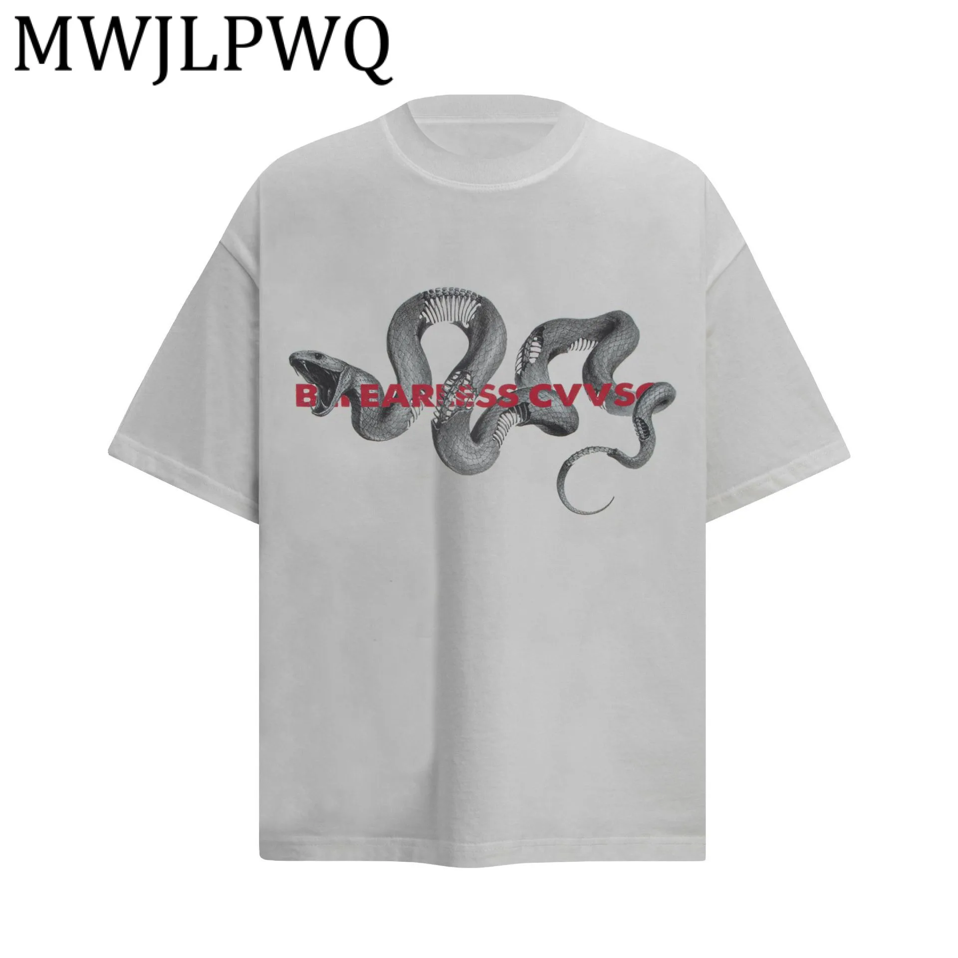 

MWJLPWQ 2025 Summer Cotton T-Shirt Men American Street Style Washed Printed Design Streetwear Round Neck Short Sleeve Tops 12561