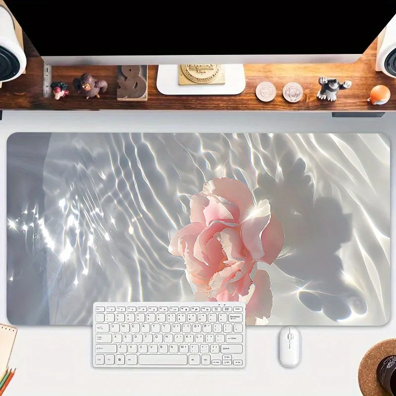 

Water Ripples Floral Mouse Pad Large Rubber Anti-slip PC Desk Accessories Mousepad for Offices and Gamer Keyboard Mats Decor Mat