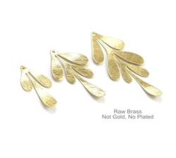 Textured Leaf Pendant, Leafy Earring Charms, Necklace Pendant, Raw Brass Findings, Jewelry Making -R193