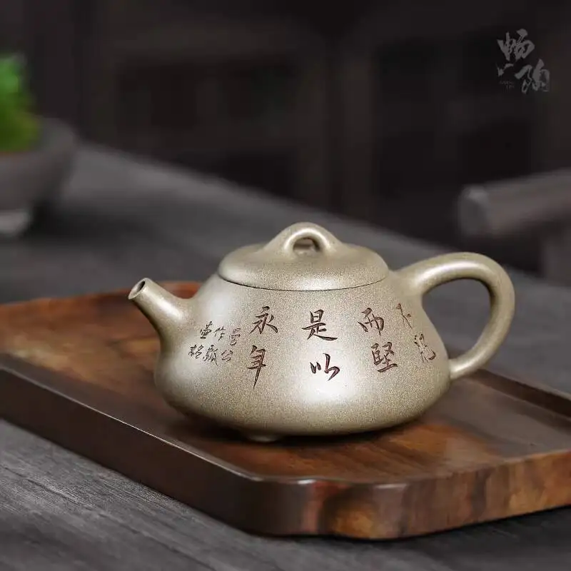 [Changtao]Yixing Zisha Li Shengxin Handmade Teapot Crab Shell Green Man Sheng Stone Pot 270Cc
