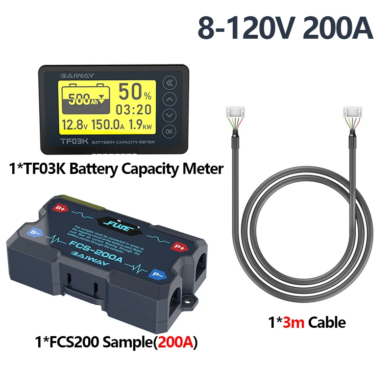 DC8-120V 200A miernik kulonu wskaźnik pojemności baterii specjalny miernik kulonu dla pojazdu inżynieryjnego/AGV tester pojemności baterii