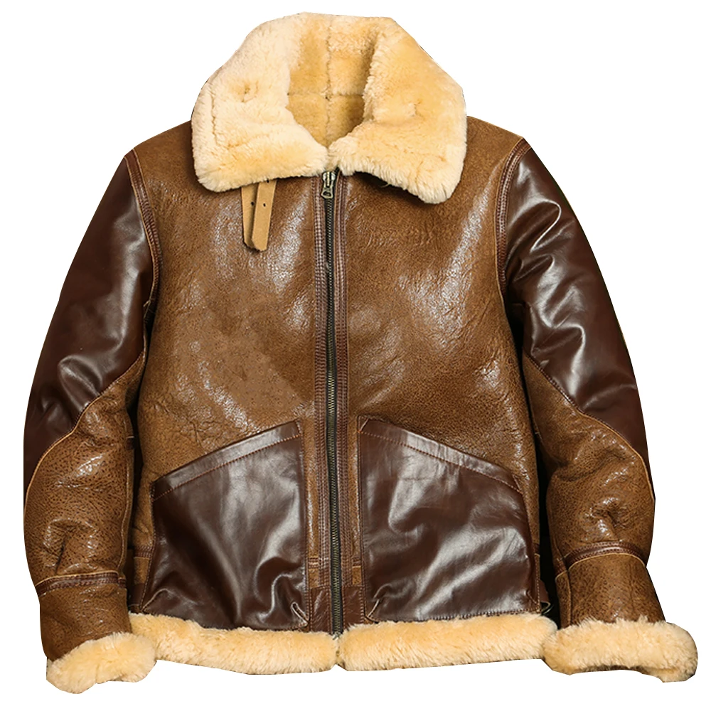 European Winter Parka Coat Men Fur Shearling Jacket Oversized Thick Warm Real Sheepskin Fur Windbreaker Plus Size 6XL Overcoat