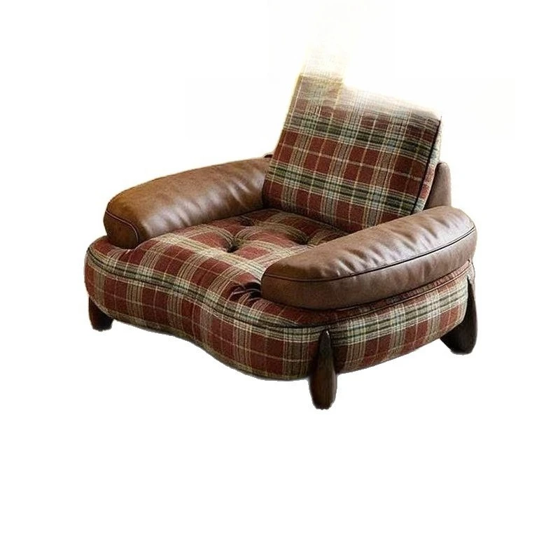 retro solid wood American sofa, medieval leather cloth sofa, living room straight row of three people