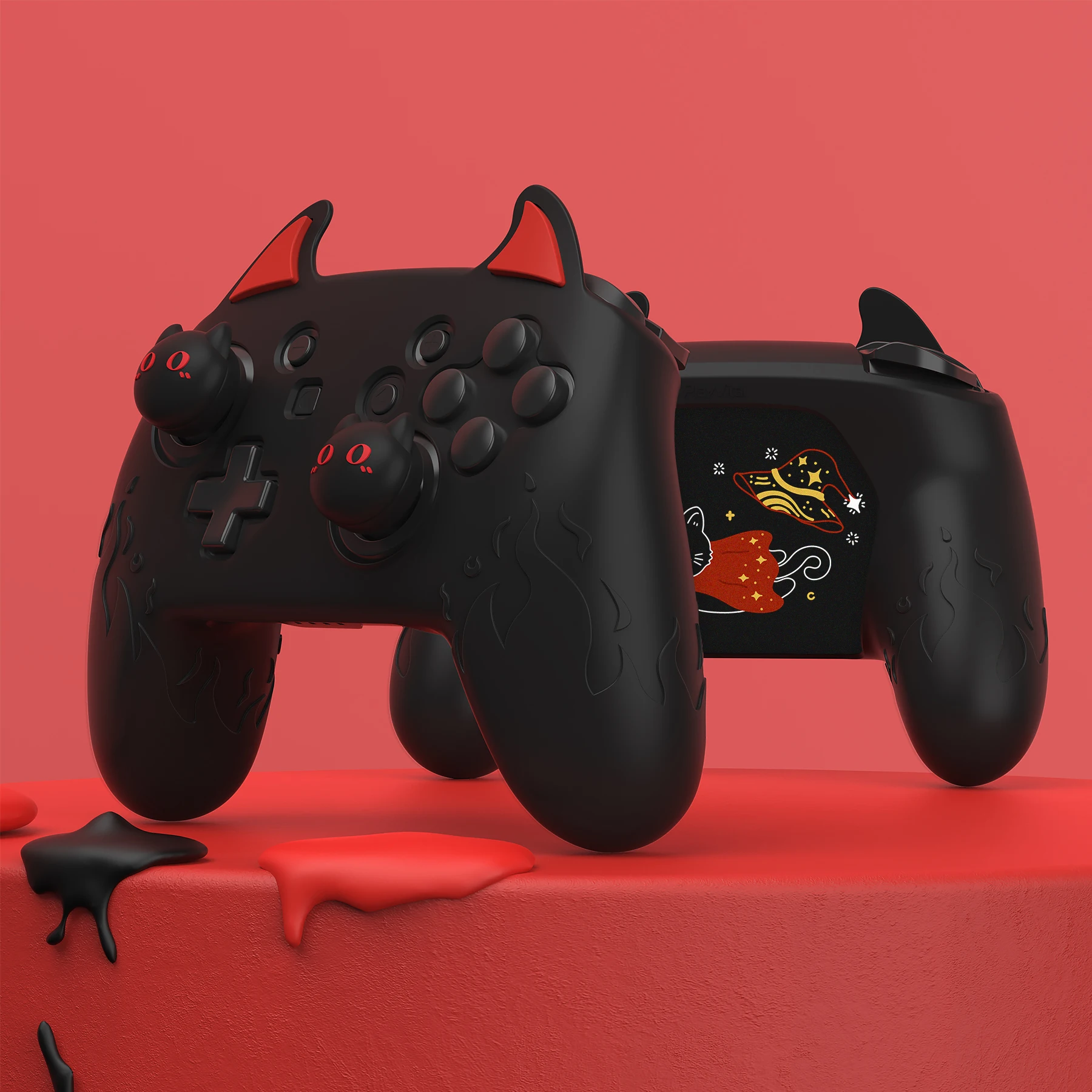 

PlayVital Cute Demon Silicone Grip Cover for Nintendo Switch Pro Controller, Kawaii Protective Skin w/Joystick Caps and Stickers