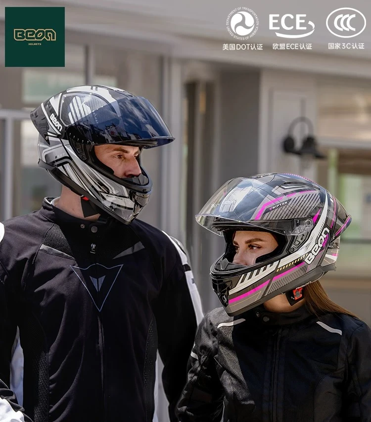 Beon Motorcycle Helmet ECE DOT Certification Full Face Racing Off-road Helmet Large Tail Wing Men Women Cascos Para Moto