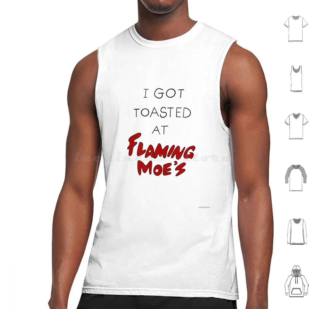Flaming Moe’s Tank Tops Print Cotton Homer Moe Flaming Tavern Toasted