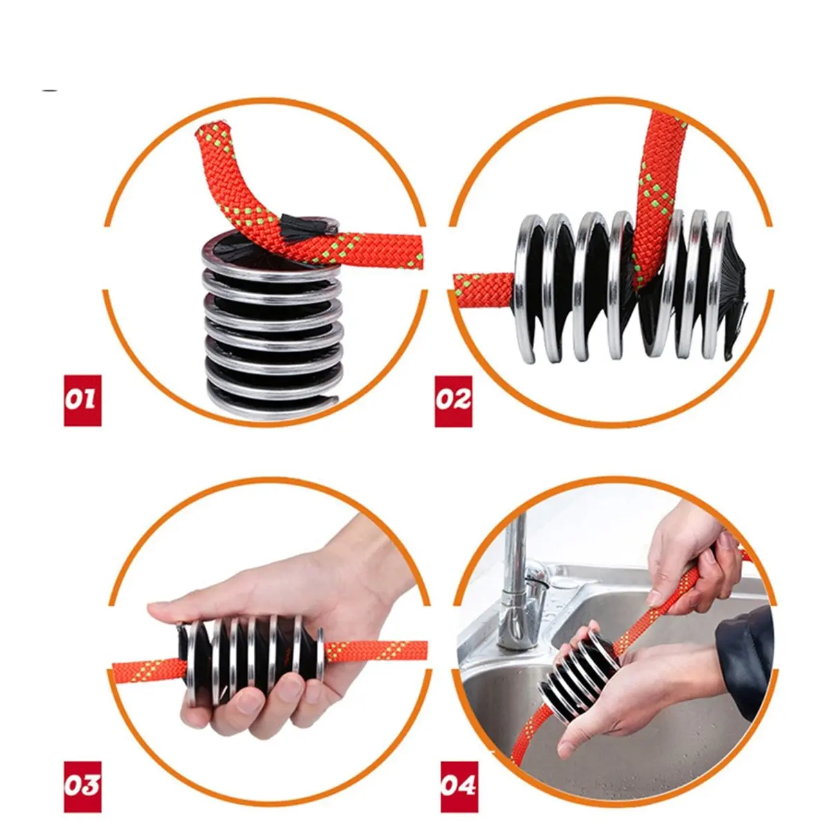 Cord Cleaning Brush Washing Tool Outdoor Rock Climbing Caving Rope Cord Cleaning Brush Washing Tool Rope Cleaning Brush