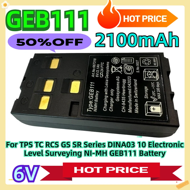 

For TPS TC RCS GS SR Series DINA03 10 Electronic Level Surveying NI-MH GEB111 Battery 6V 2100mAh