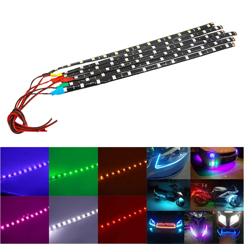 1 Piece 30CM 5050 SMD 12 LED IP65 Waterproof Flexible Strip Light 12V 3W For Car Home 30cm White