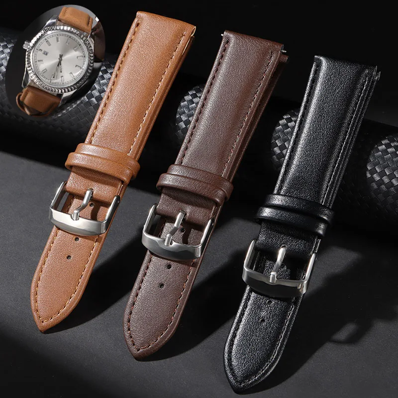 レザーストラップ 18 ミリメートル 20 ミリメートル 22 ミリメートルカーフスキンソフト快適な時計バンドセイコーブレスレットスポーツ防水交換用リストバンド