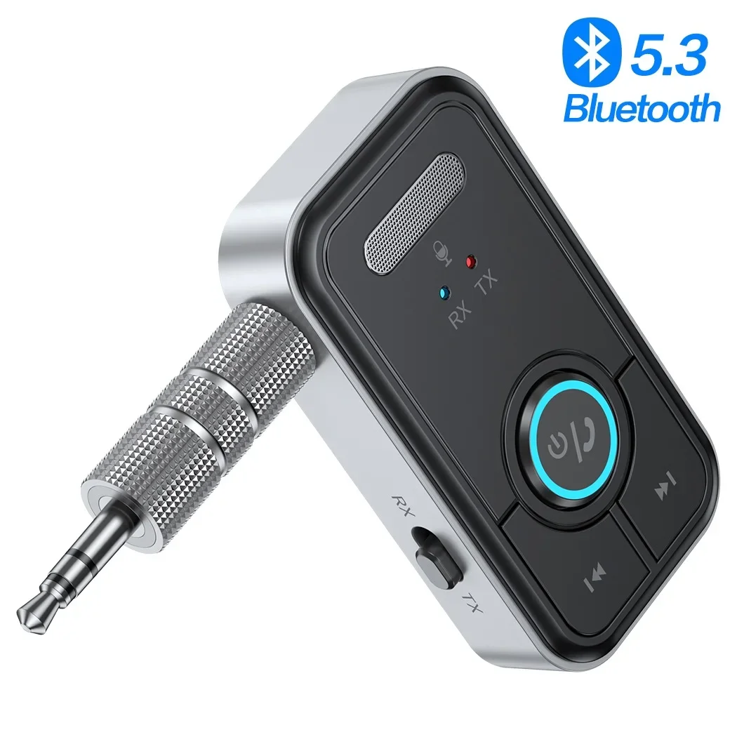 Bluetooth 5.3 Car AUX Audio Adapter Receiver Transmitter 3.5mm Jack AUX Wireless Audio Adapter for Car Earphones TV Speakers