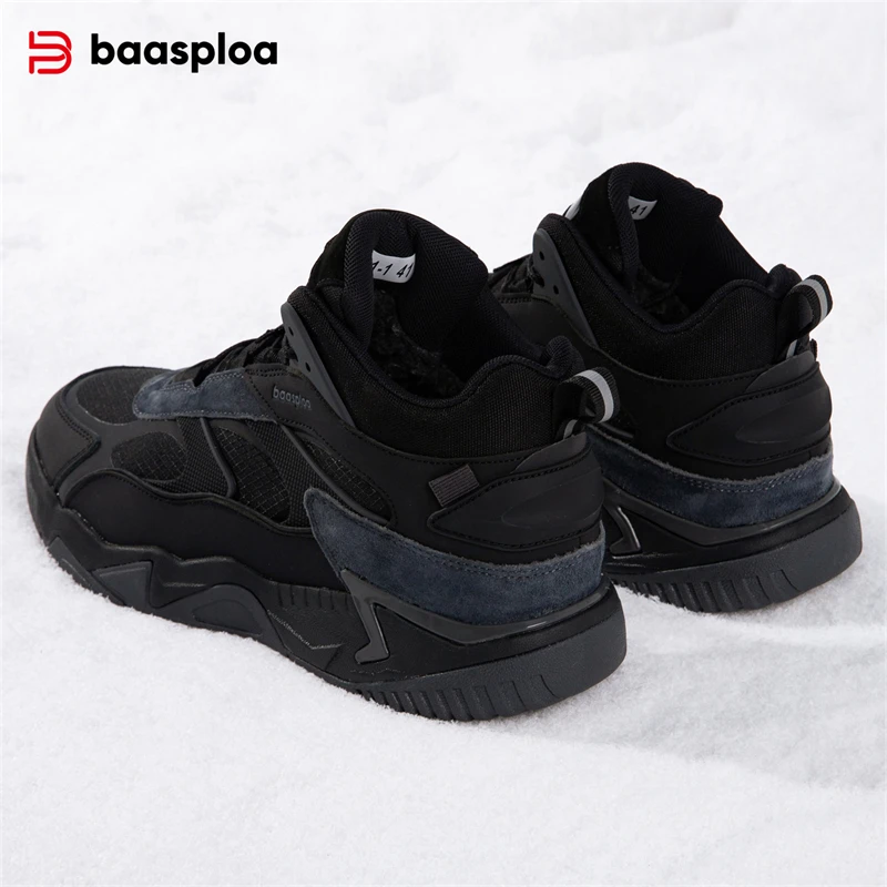 Baasploa novos homens inverno sapatos de algodão quente à prova dwaterproof água antiderrapante casual inverno botas de tornozelo engrossado sapatos