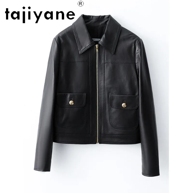 TAJIYANE Spring Genuine Leather Jacket Women Sheepskin Black Leather Coat Short Jackets of Woman Thin Outerwear Zipper Косуха