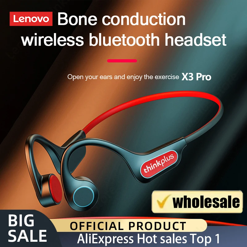 Original New Lenovo Bone Conduction Earphones X3 Pro Bluetooth Hifi Ear-hook Wireless Headset with Mic Waterproof Earbud