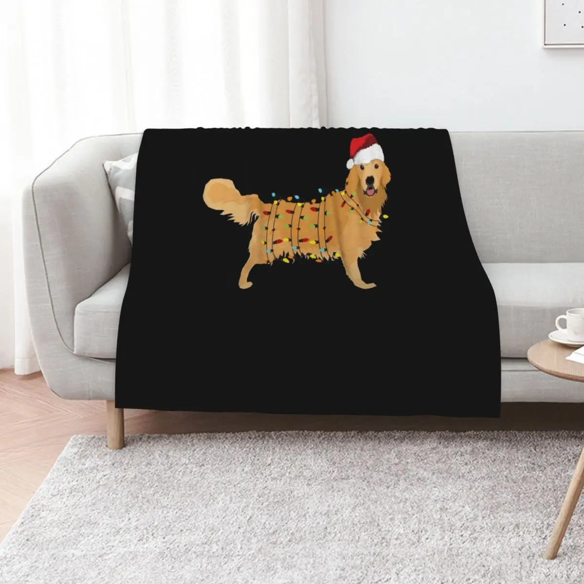 Golden Retriever Holiday Christmas Light Throw Blanket Soft Plaid sofa bed Bed covers heavy to sleep Single halloween Blankets
