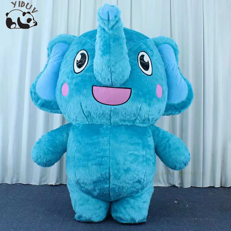 Giant Blue Elephant Mascot Inflatable Costume Adults Walking Doll Clothing Carnival Halloween Anime Cartoon Blow Up Fancy Dress