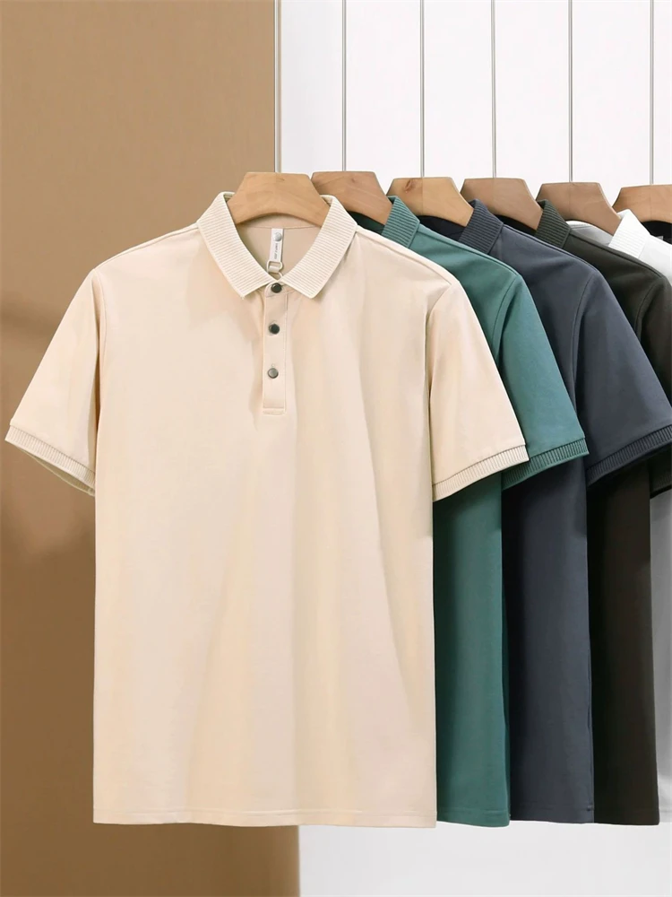 

Classic Business Casual Polo Shirts For Men Short Sleeve Simple Summer Quality Comfortable Breathable Hundsome Camisas De Hombre