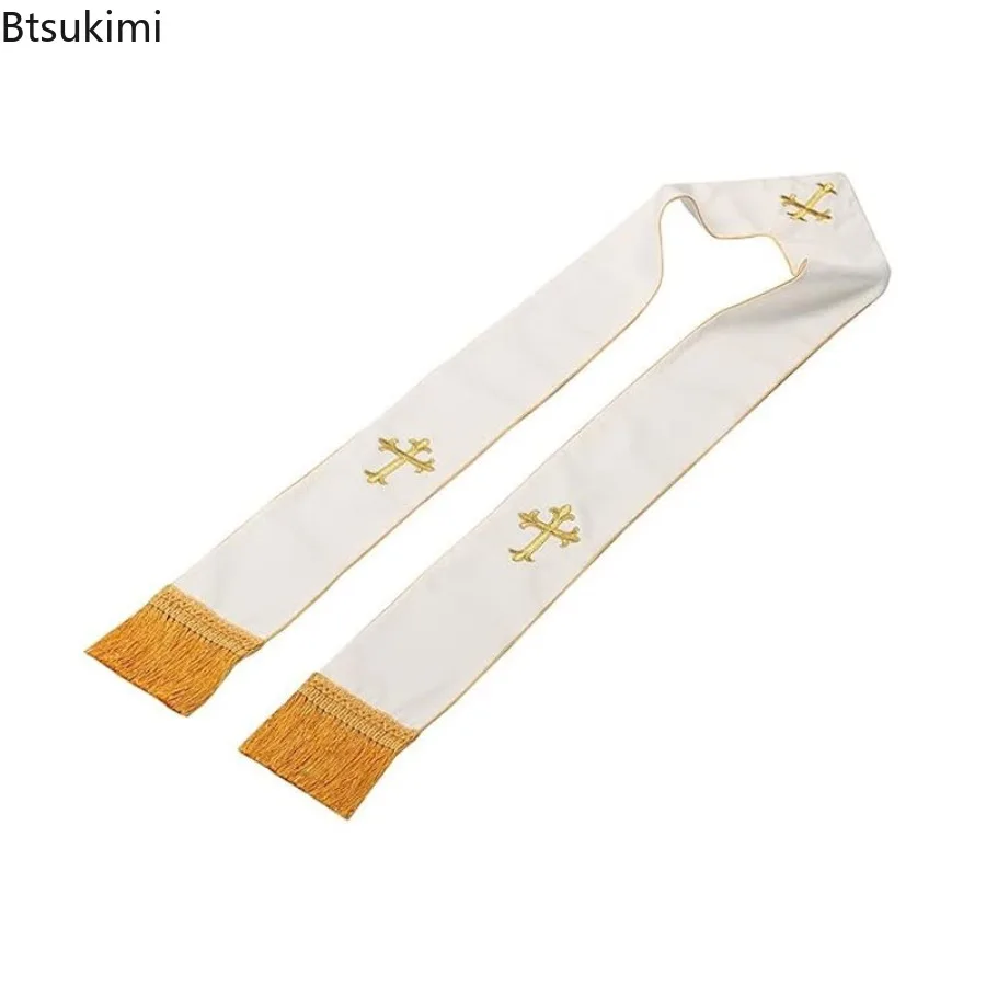 2026 Hot Sales Solid Embroidered Cross Priest Ribbon Shawl College Graduation Party Dress Accessories Clergy Ceremonial Ribbon