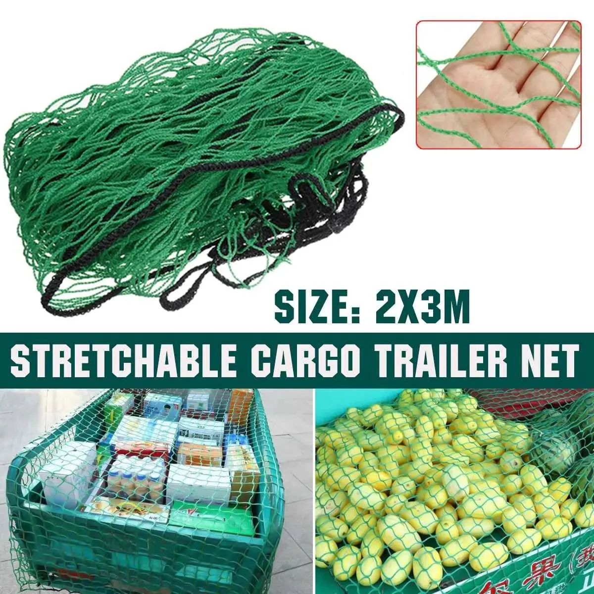 Eco-Friendly 2X3meter Heavy Duty Stretchable Cargo Trailer Net Rear Cargo Trunk Storage Organizer Luggage Net Holder Auto Access