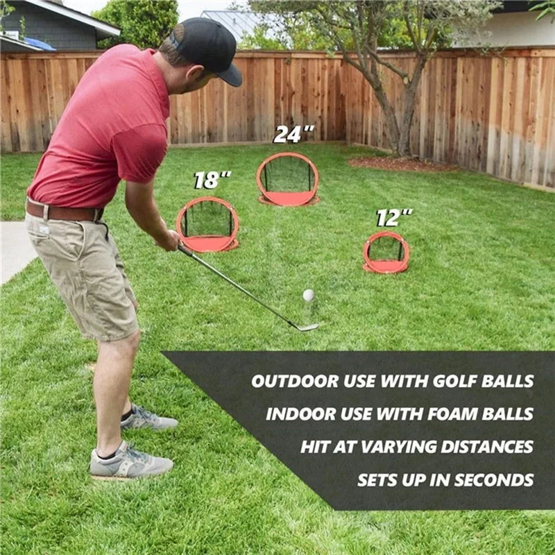 

A29Z-3Pcs Foldable Golf Chipping Nets Golf Chipping Nets Foldable Cages Target System With Carrying Bag