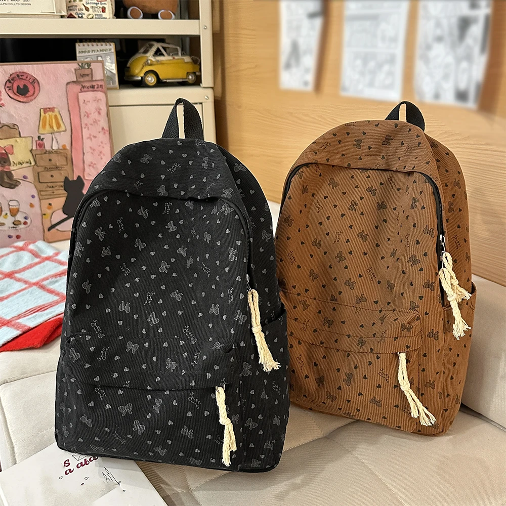 Corduroy Autumn and Winter New Large-Capacity Backpack for Class, Commuting, Versatile Backpack, Outdoor Travel Backpack