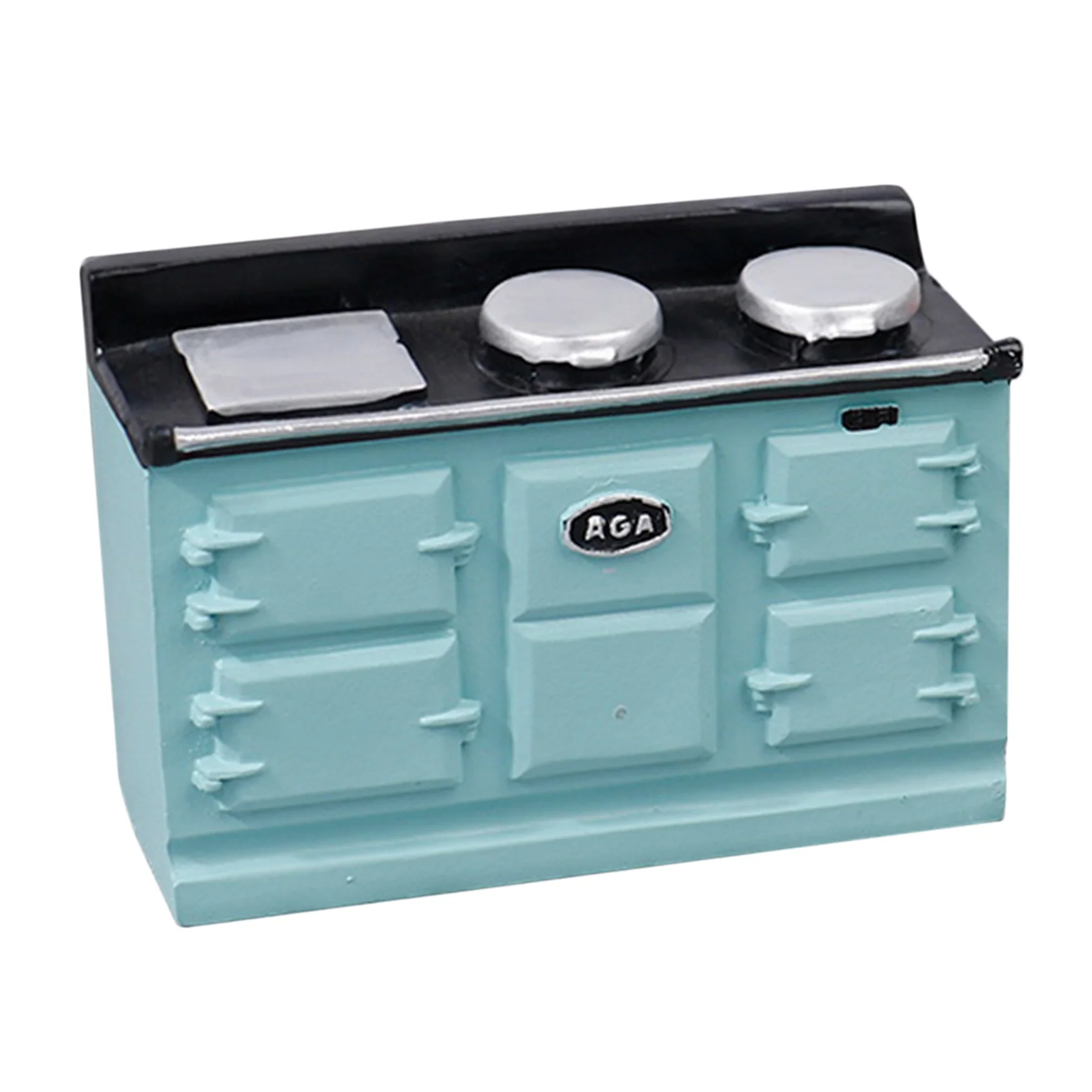 Estufa de Gas en miniatura para casa de muñecas, simulación de estufa de transferencia de calor de tres agujeros, accesorios para casa de muñecas, azul, 1/12