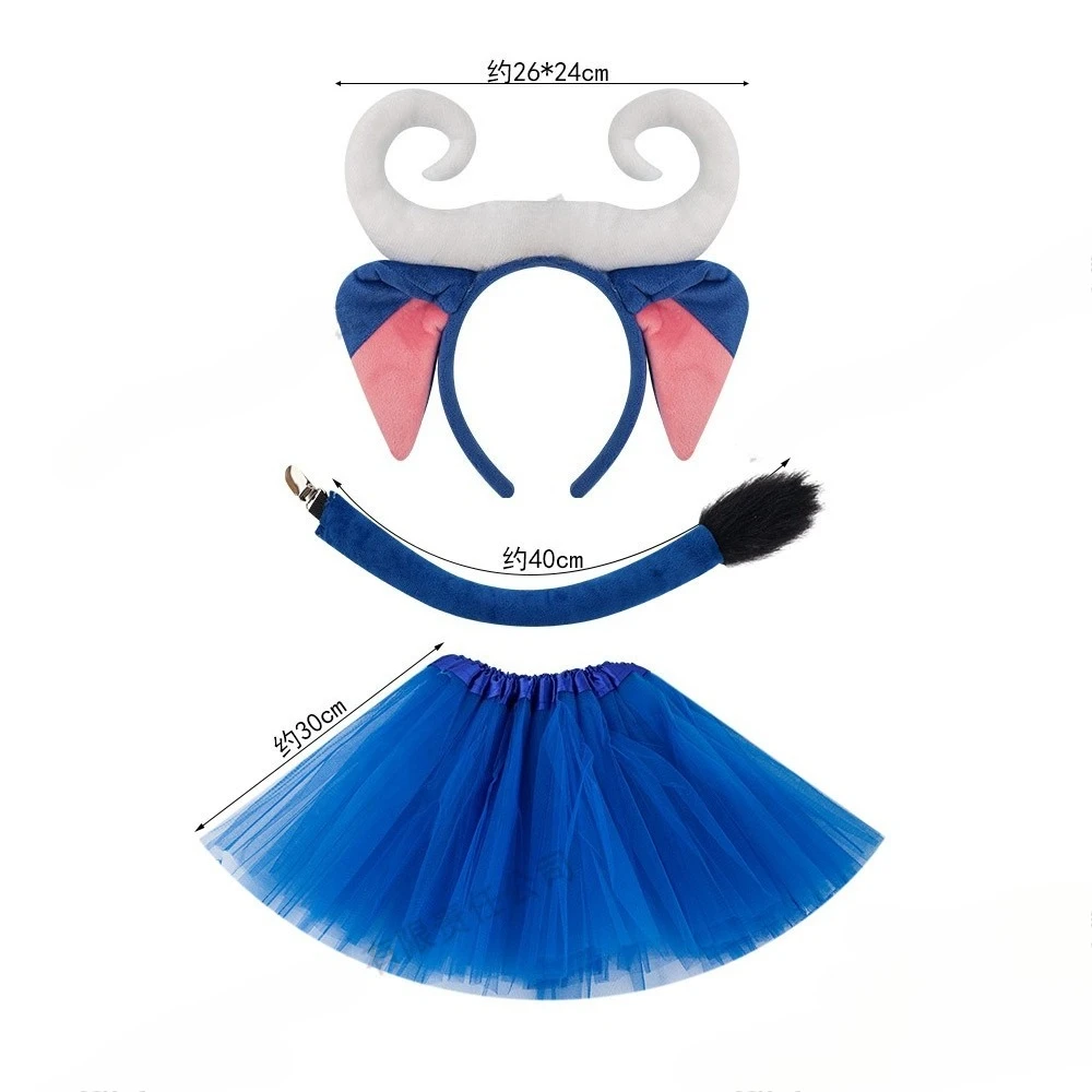 

Birthday Gift Girls Children's Antelope Horn Ear Headband Tail Skirt Tutu Party Halloween Christmas Animal Cosplay Costume