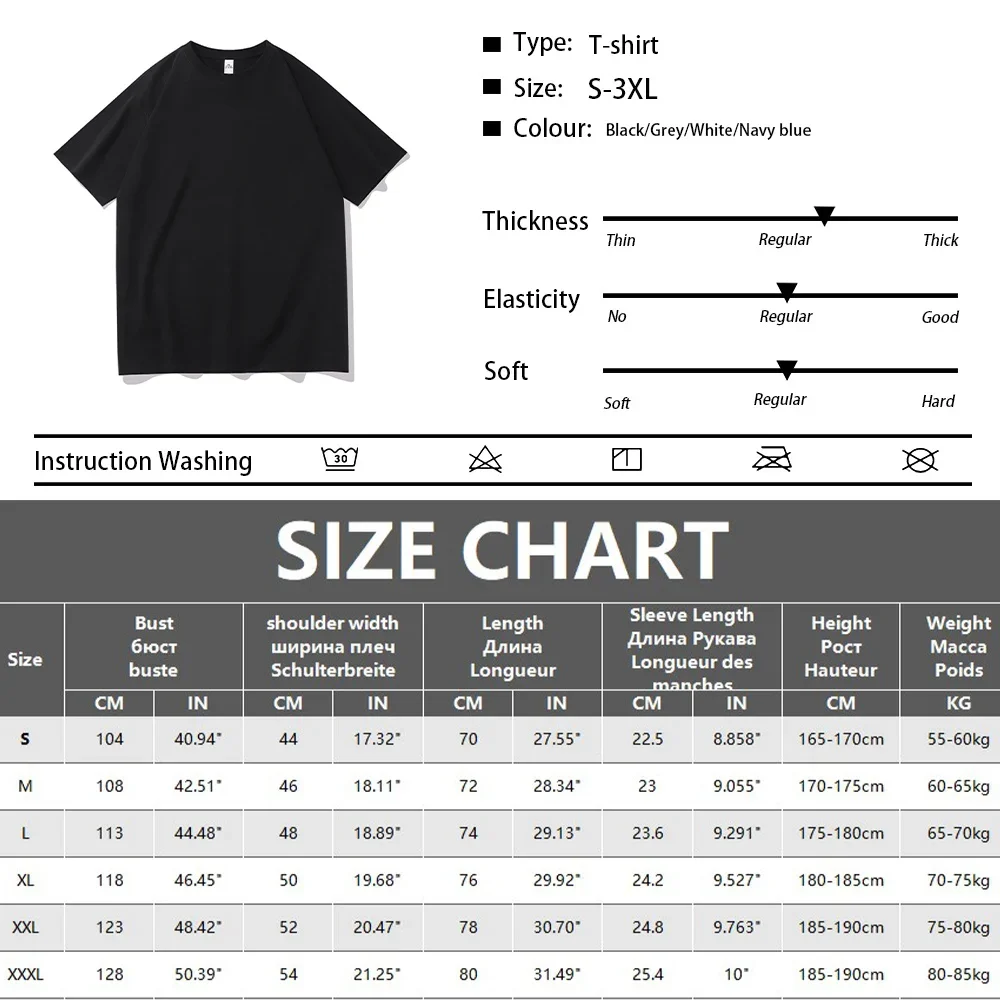 Männer Baumwolle T-shirt Vorne Hinten Druck Halbe Hülse T-shirt männer Baumwolle Sommer Lose Übergroßen Casual Oansatz Männliche tees – Detail 1
