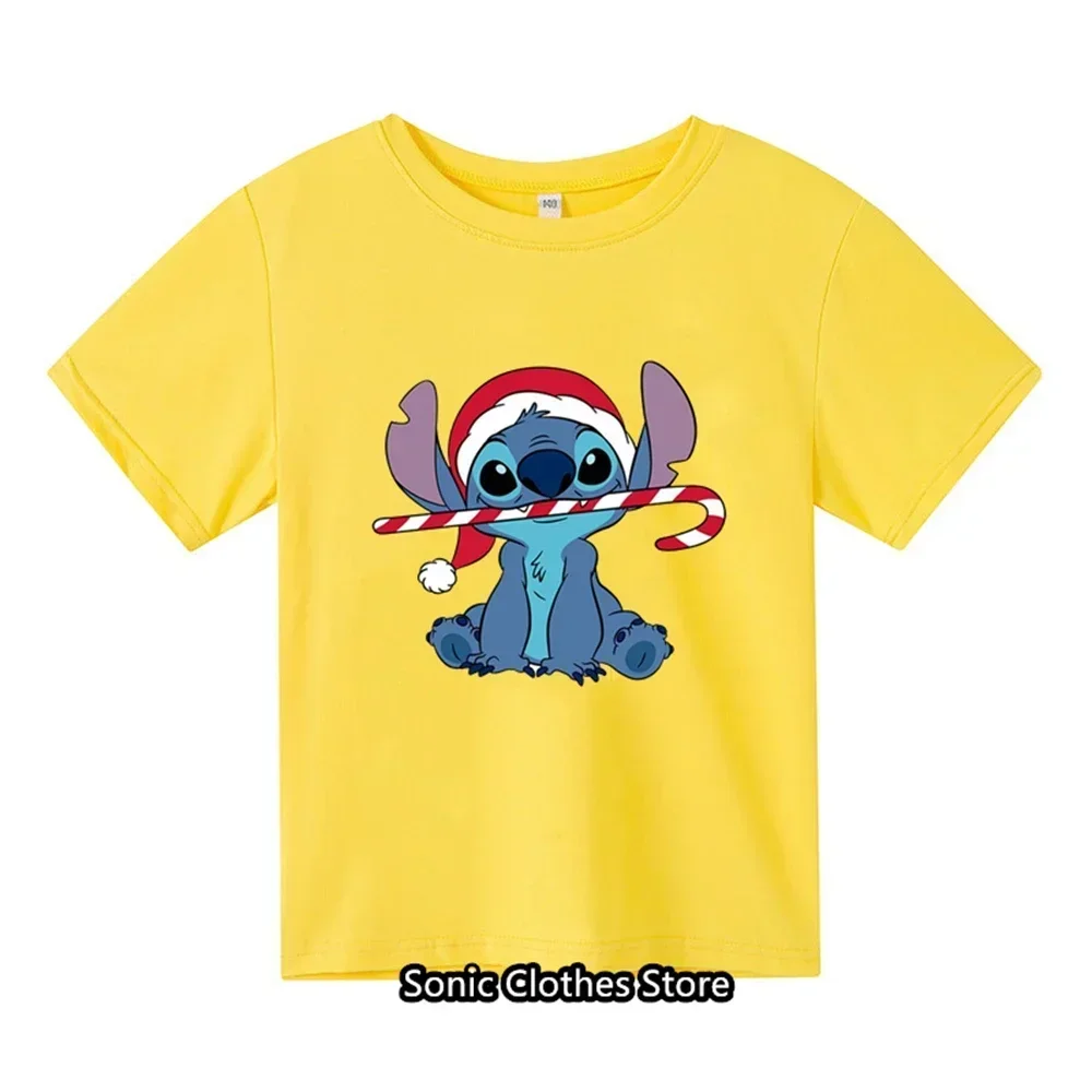 T-shirt infantil com padrão Anime Lilo e Stitch, top kawaii, estilo casual, moda, novo, 3-14 anos, 2022