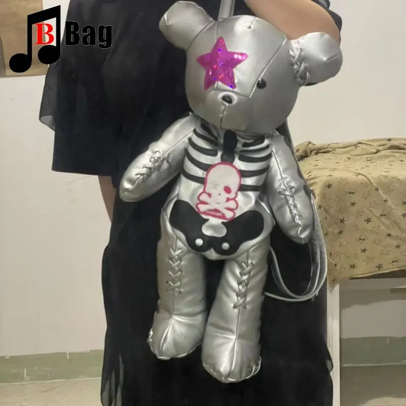 Gothic Y2K przyprawowa dziewczęca damska torba na co dzień Vintage ciemne w stylu Harajuku z muppetem przenośna plecak skośny Punk