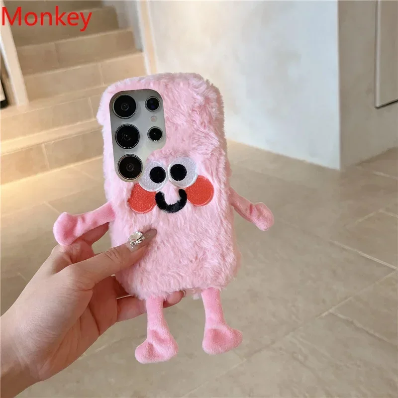 3D Cute Plush Doll Tpu Soft Case For Xiaomi Redmi Note 14 13 Pro Plus 12 11 10 12S 11S 10S 14C 13C 12C Winter Funny Fluffy Cover
