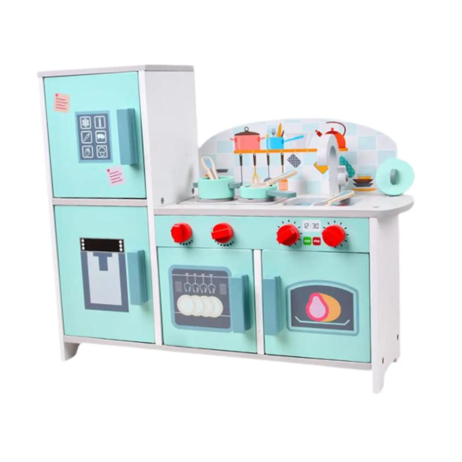 

Kids Play Kitchen Toy with Fridge and Accessories Toy for Boys Girls Kids