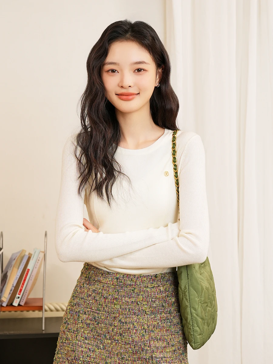 

Fayee Women's Slim Fit Knitwear Wool Blend Skin-friendly Fabric Autumn Winter New Sle Versatile Casual Slimming Top