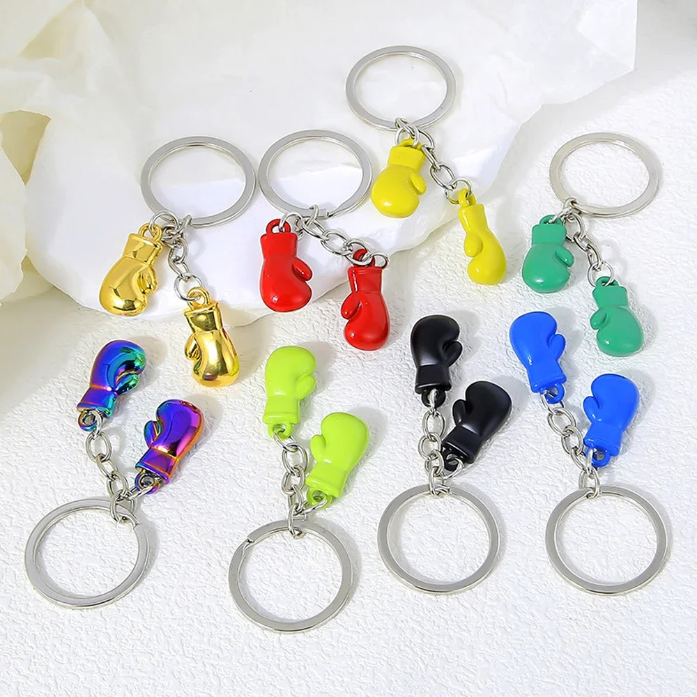 3d ボクシンググローブキーホルダー無地金属ペンダントキーホルダー男性のためのスポーツフィットネスお土産ギフト男の子バックパックアクセサリー