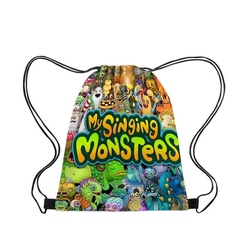 My Singing Monsters Characters Backpacks Casual Portable Drawstring Bundle Pocket Shoes Bag Book Bags For Man Woman School