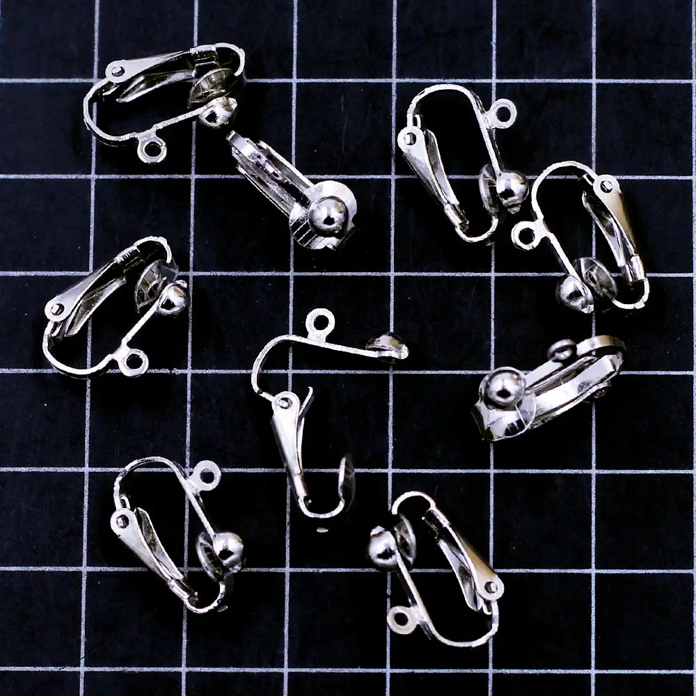 100Pcs Earring Clips Fashion Jewelry Making Findings Silver Tone Copper 17x14mm