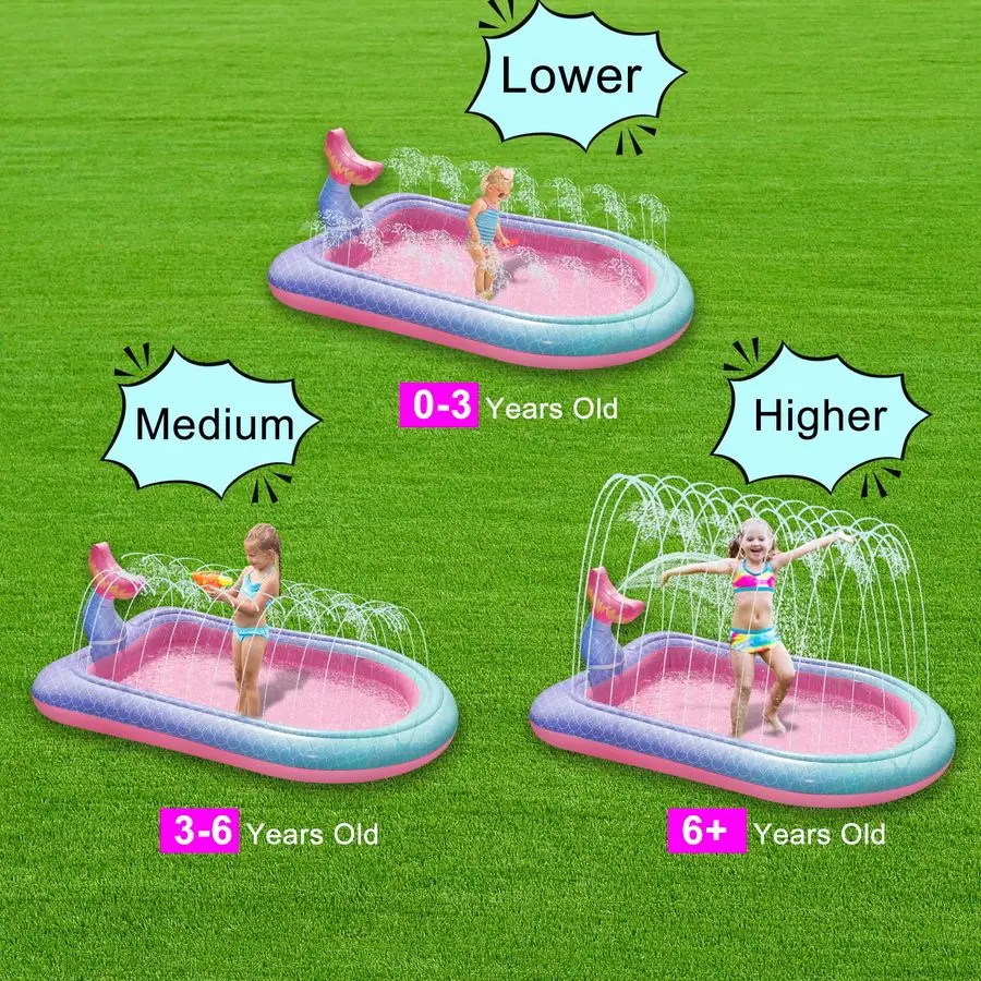 Tapis d'arrosage pour enfants, grand tapis de jeu d'arrosage de sirène en plein air, jouets de jeu d'eau d'été, coussin d'arrosage gonflable, Fu