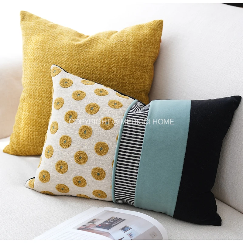 Medicci Home Retro Mid-Century Rectangles Throw Pillow Cover Luxury Patchwork Boho Cushion Case 35x50cm Refresh Your Home Decor