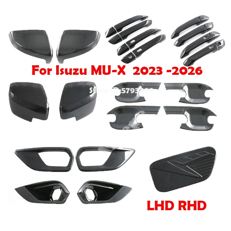 For Isuzu MU-X MUX 2023-2026 ABS External Decoration Rearview Mirror Cap Cover Door Handle Front Rear Fog Light Lamp Cover Trim