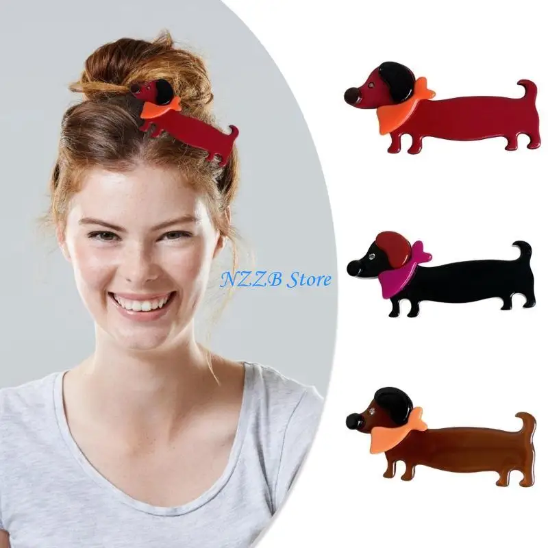 

T21F Acetate Dachshund Dog Hair Clip Hair Holders All Age Hair Shaping Accessories