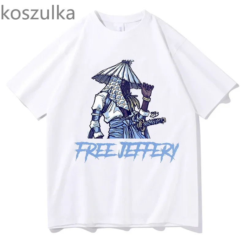 Free Jeffery - Free Young Thug  T Shirt 2023 Fans Short Sleeve O-neck 100% Cotton Unisex T-shirts EU Size Summer Fashion Clothes