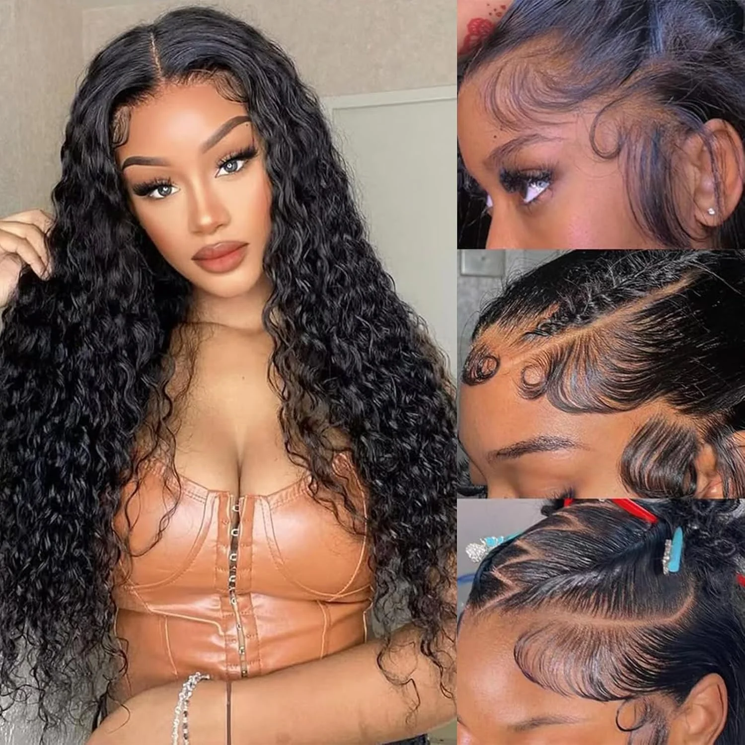 

Curly Human Hair Deep Wave 5x5 Glueless Lace Closure Wig 13x4 Hd Lace Frontal Wig Hidden Strap 360 Lace Front Wigs Pre Plucked
