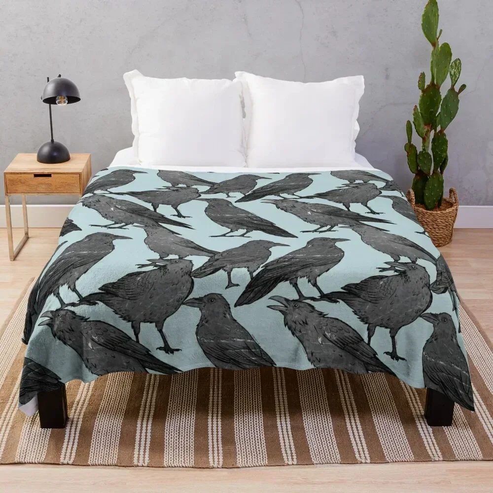 

Cute crow pattern Throw Blanket Multi Use Warm Blanket for Living Room Bedroom
